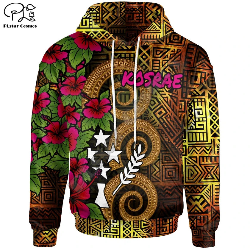 PLstar Cosmos 3DPrint Tribal Kosrae Polynesian Tropical Flower Hibiscus Harajuku Streetwear Funny Unisex Hoodies/Zip Hoodies-b11