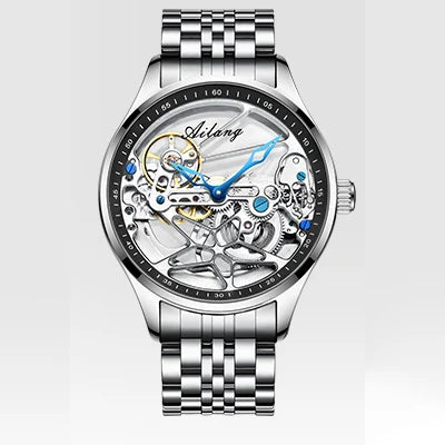 AILANG Fashion Skeleton Mechanical Watch Top Brand Luxury Men's Steampunk Transparent Hollow Automatic Watch Relogio Masculino