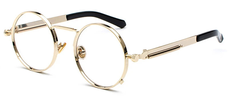 Peekaboo Clear Red Sunglasses Men Steampunk 2024 Metal Frame Retro Vintage Round Sun Glasses for Women Black UV400