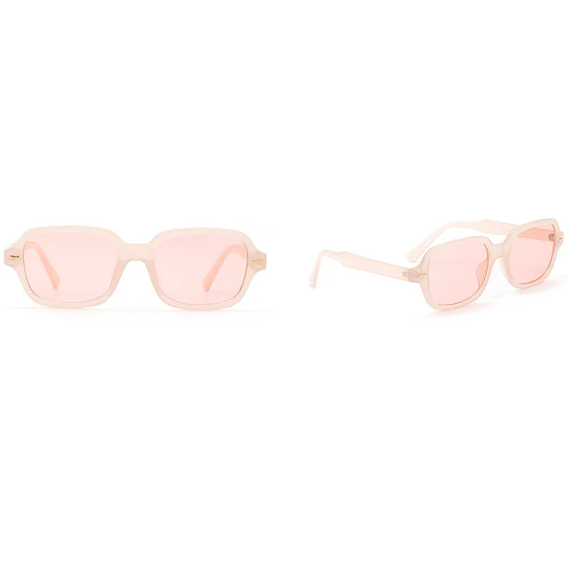 OEC CPO Fashion Unisex Square Sunglasses Men Women Fashion Small Frame Yellow Sunglasses Female Retro Rivet Glasses UV400 O403