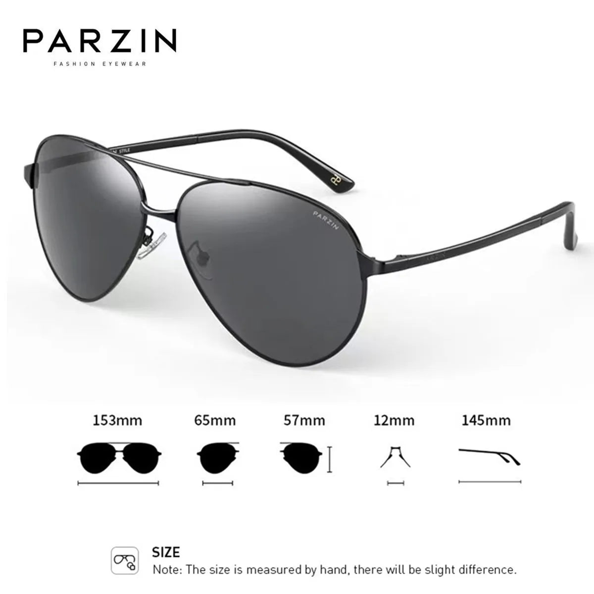 PARZIN Classic Aviation Men Sunglasses Brand Design Alloy Frame Pilot  Polarized Sun Glasses For Driving Male Black UV400