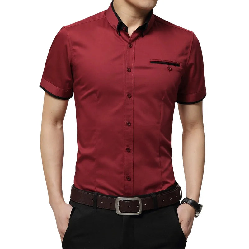 2026 New Arrival Brand Men's Summer Business Shirt Short Sleeves Turn-down Collar Tuxedo Shirt Shirt Men Shirts Big Size 5XL