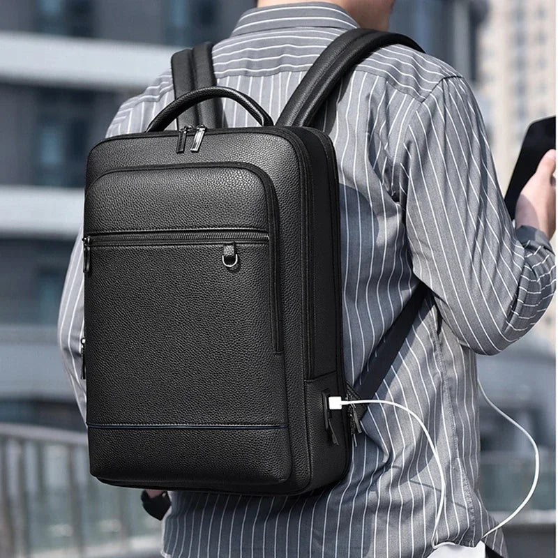 USB Leather Executive Backpack
