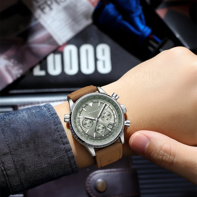2025 New Top Luxury Man Wristwatch Sport Fashion Leather Quartz Watch For Men Chronograph Date Waterproof Luminous Men's Watches