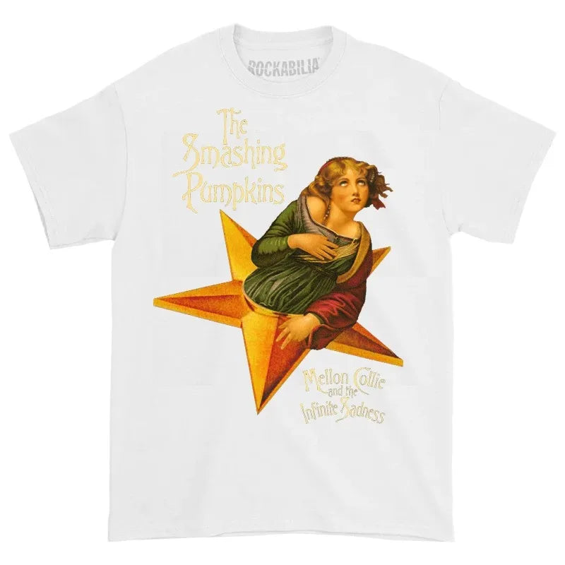 Smashing Pumpkins Band Print T Shirt Women Men Oversized Street Y2k Rock Music Merch T-Shirt Short Sleeve Tee Cotton Clothing