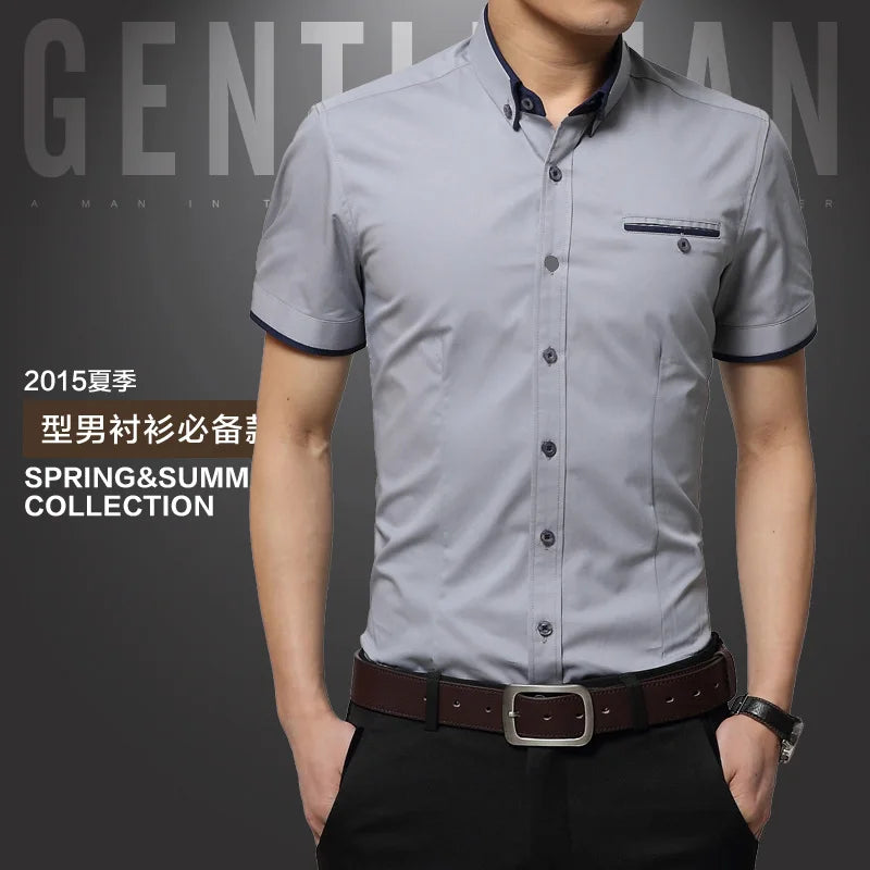 2026 New Arrival Brand Men's Summer Business Shirt Short Sleeves Turn-down Collar Tuxedo Shirt Shirt Men Shirts Big Size 5XL