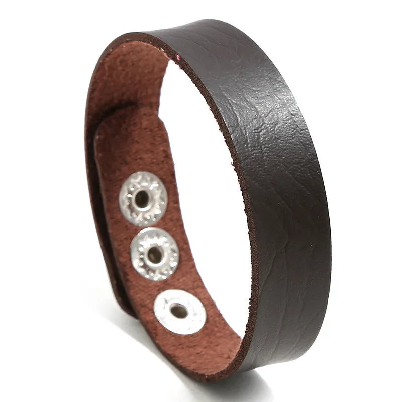 ZORCVENS Vintage Irregular Men Genuine Leather Bracelets Wide Brown Cuff Wrap Bracelets&Bangles Punk Wristband Women Men Jewelry
