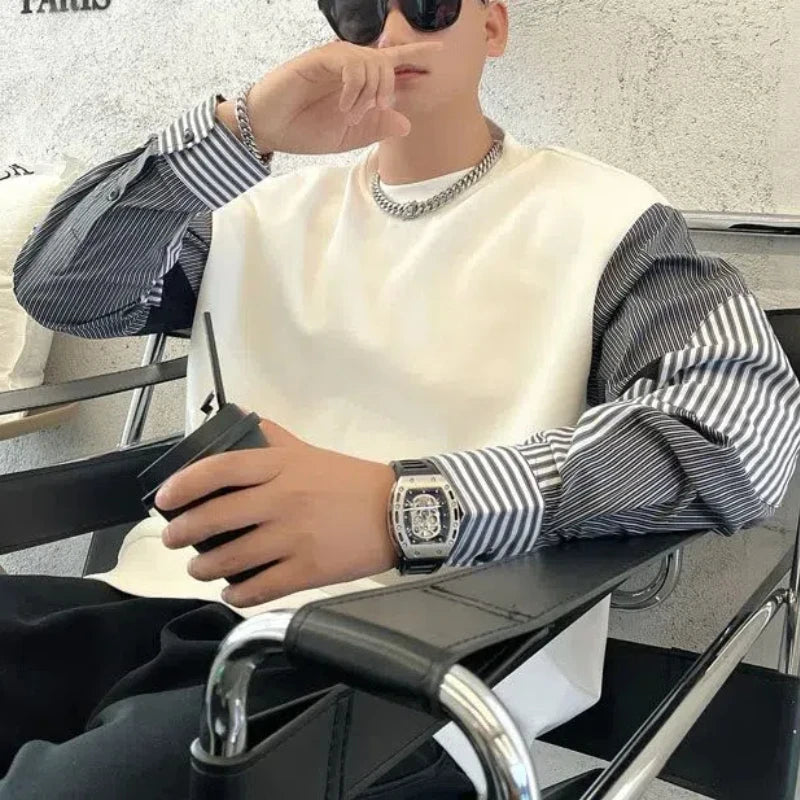 Striped Patchwork Casual Sweatshirt