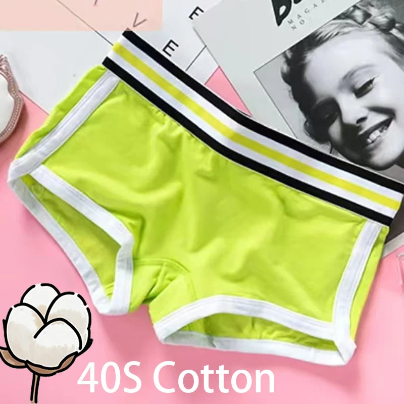 Womens 40S Cotton Boxer Shorts Summer Soft Breathable Boyshorts for Women Female Student Yoga Gym Sport Panties Panty Underwear
