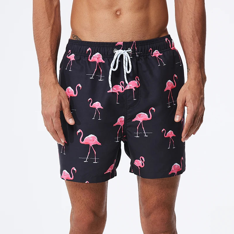 Datifer 2026 Summer Men Shorts Fashion Polyester Printing Surf Quick Dry Gym Traje De Baño Hombre Breathable Mesh Liner Swimwear