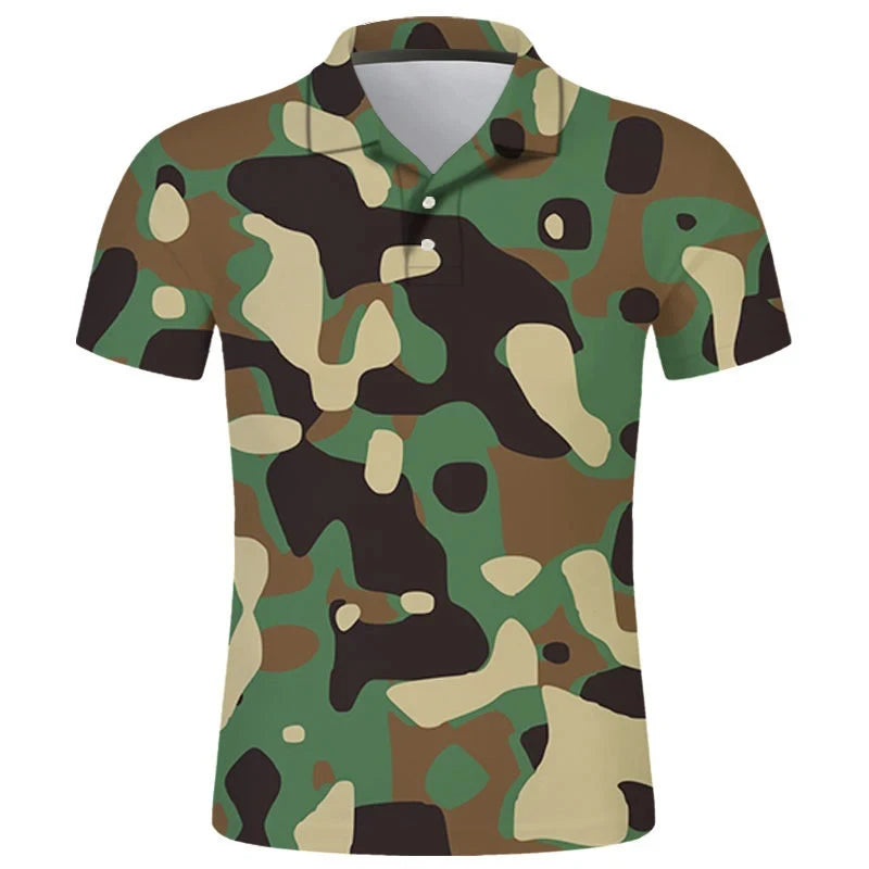 Casual Camo 3D Printed Polo Shirts For Men Clothes Veteran Streetwear Sport Running POLO Shirt Male Camouflage Lapel Button Tops