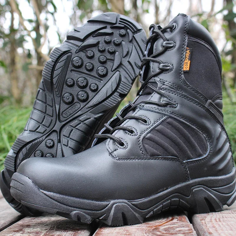 Men Tactical Boots Winter Leather Black Special Force  Desert Ankle Combat Boots Safety Work Shoes Boots