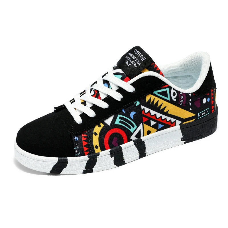 STRONGSHEN Men Shoes Casual Male Vulcanized Shoes Sneakers Men Fashion Casual Lace-Up Colorful Canvas Sport Graffiti board Shoes