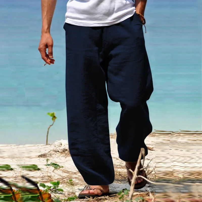 Drawstring Cotton Casual Trousers