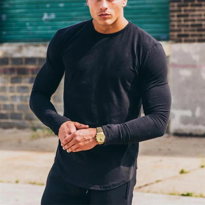 Cotton Long Sleeve Gym Shirt