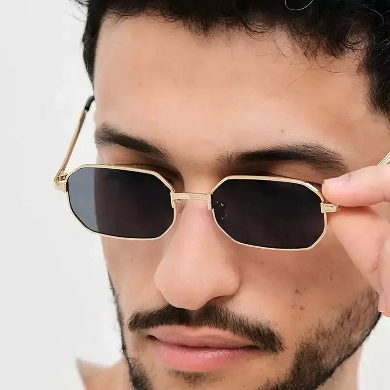 Fashion Small Square Metal Sunglasses Men Women Outdoor Casual Color Lens Sun Glasses Vintage Triangle Legs Design Eyeglasses